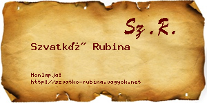 Szvatkó Rubina névjegykártya